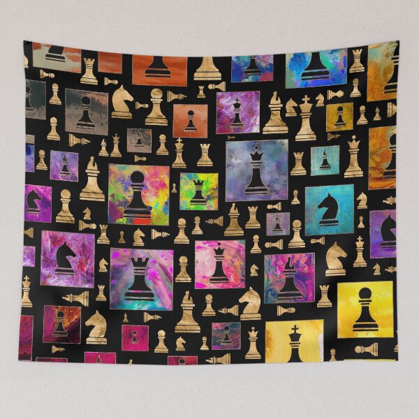 Item preview, Chess Pieces Pattern - Paint and Gold designed and sold by k9printart.