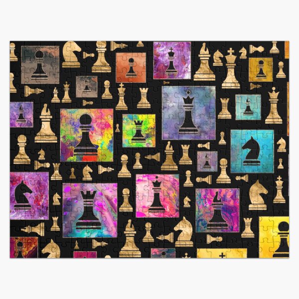 Item preview, Chess Pieces Pattern - Paint and Gold designed and sold by k9printart.