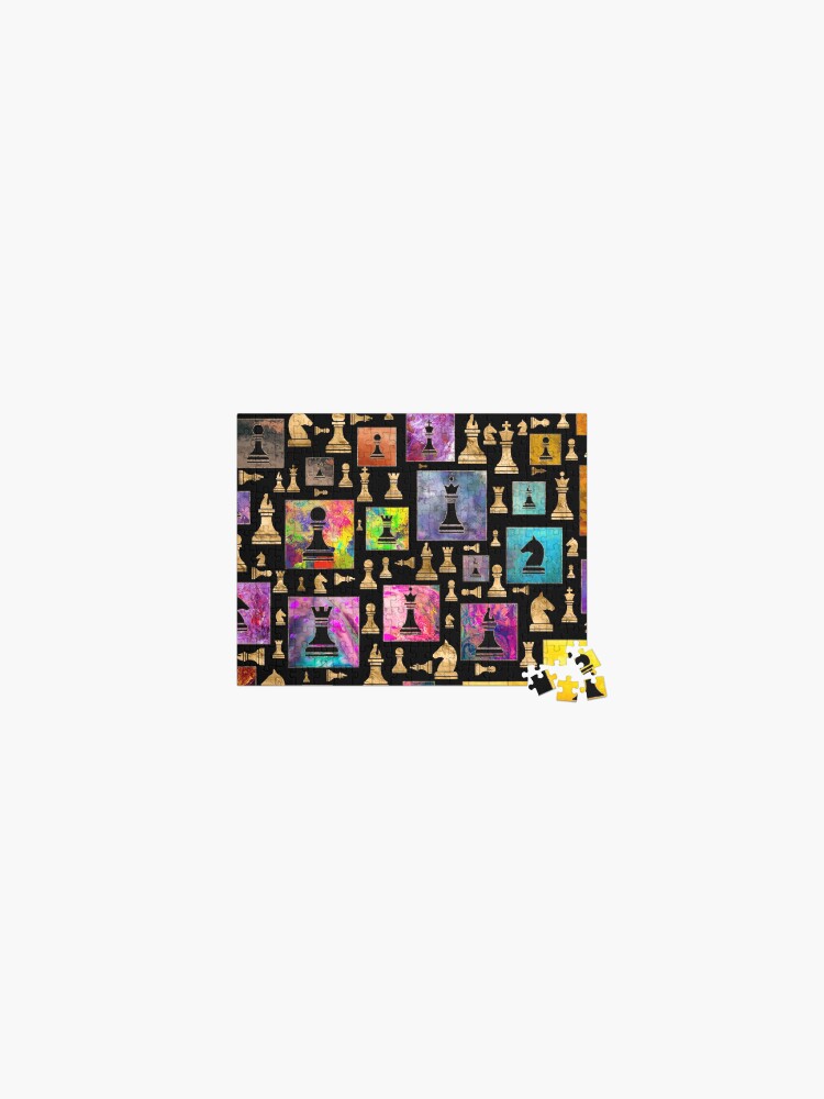 Thumbnail 1 of 2, Jigsaw Puzzle, Chess Pieces Pattern - Paint and Gold designed and sold by k9printart.