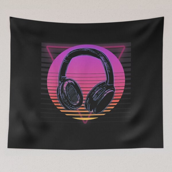 Item preview, Music Headphones DJ Rap Hip Hop Retro Vaporwave 80s 90s designed and sold by coraclr.