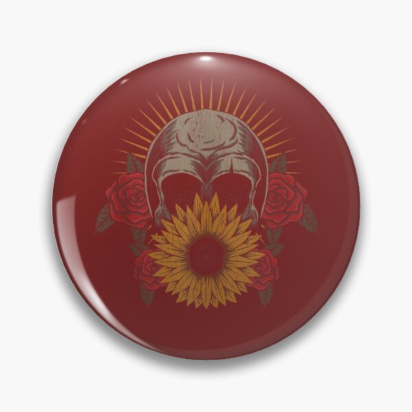 Item preview, Sunflower & Roses Skull - Red Brown Background designed and sold by Trinket-Trickster.
