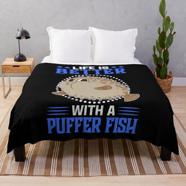 Item preview, Life is better with puffer fish aquarium fish designed and sold by madgrfx.