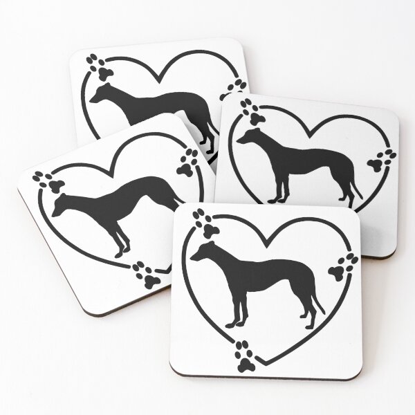 Artikelvorschau, Greyhound Standing Heart Pfotenabdrücke Schwarz entworfen und verkauft von GreytGraphicals.