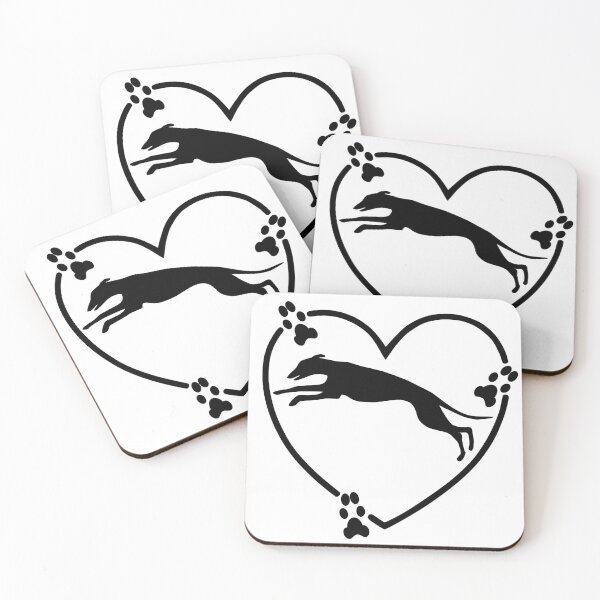 Artikelvorschau, Greyhound Running Heart Paw Prints Schwarz entworfen und verkauft von GreytGraphicals.