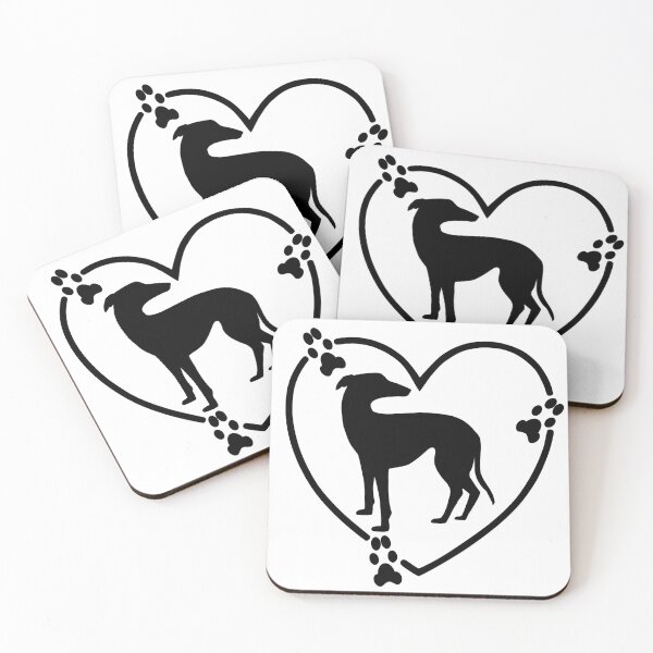 Artikelvorschau, Greyhound Herz Pfotenabdrücke Schwarz entworfen und verkauft von GreytGraphicals.