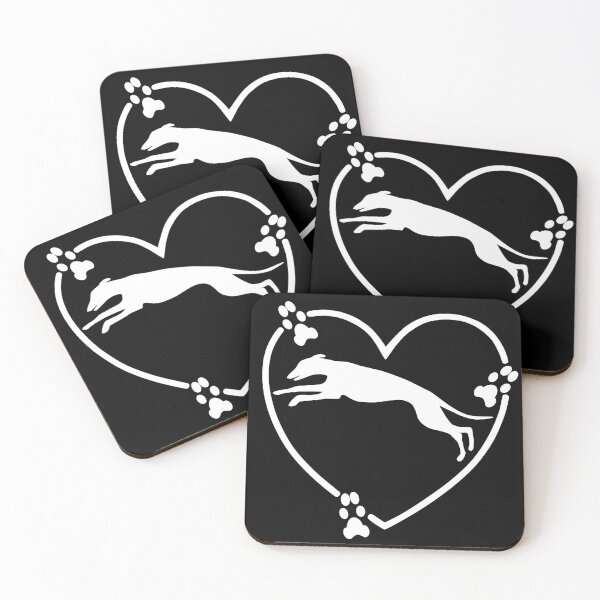 Artikelvorschau, Greyhound Running Heart Paw Prints Weiß entworfen und verkauft von GreytGraphicals.