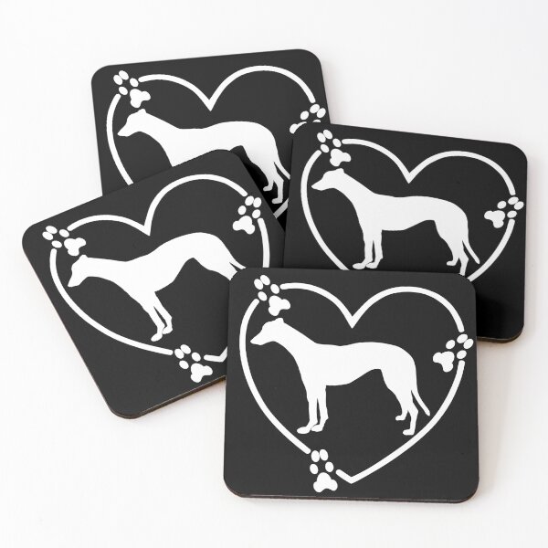Artikelvorschau, Greyhound Standing Heart Pfotenabdrücke Weiß entworfen und verkauft von GreytGraphicals.