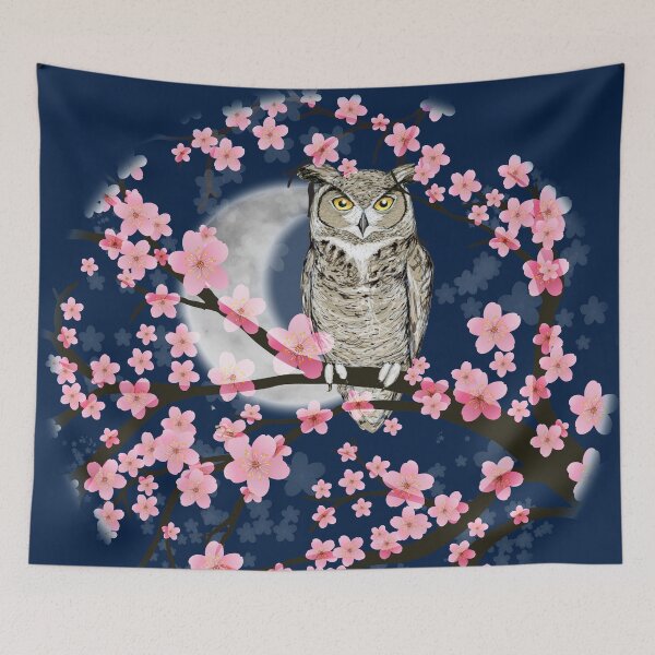 Item preview,  Great horned owl in a blossom tree designed and sold by Bwiselizzy.