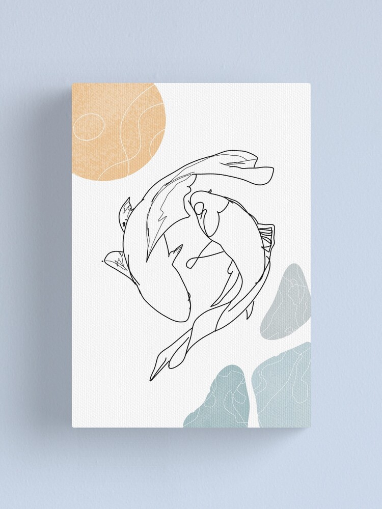 Koi Fish. River Stones. Minimalist Japanese Art. Yin Yang Koi Fish. Line  art. Watercolor Koi Fish. Greeting Card for Sale by OneLineArt