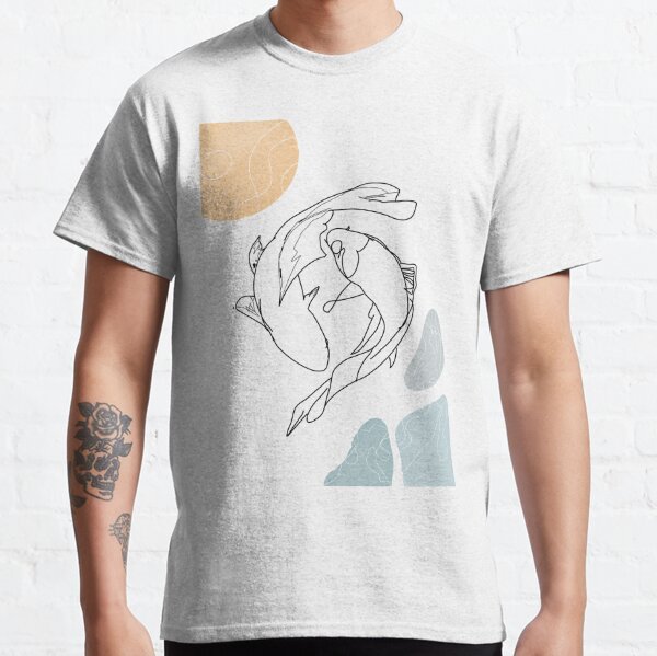 Koi Fish. River Stones. Minimalist Japanese Art. Yin Yang Koi Fish. Line art. Watercolor Koi Fish. Classic T-Shirt