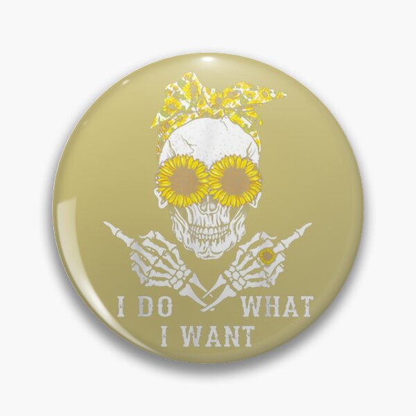 Item preview, I Do What I Want - Sunflower Eyes Mom Skull With Sunflower Head Scarf - Gold Background designed and sold by Trinket-Trickster.