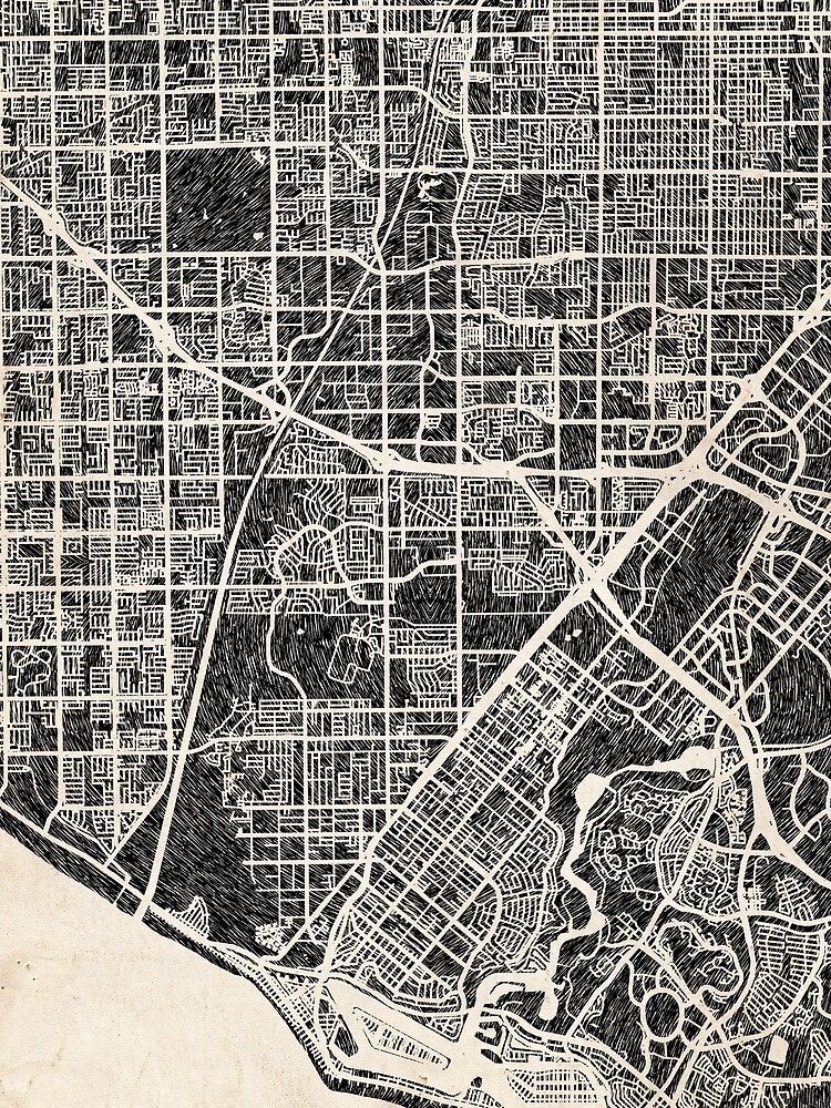 Thumbnail 3 von 3, Tuch, Costa Mesa map California ink lines 2 designt und verkauft von InkMaps.