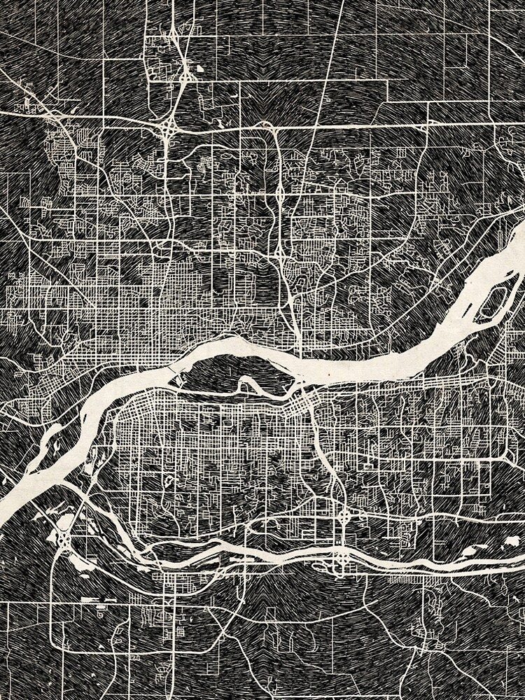 Aperçu 5 sur 5. Robe trapèze avec l'œuvre Davenport map Iowa ink lines créée et vendue par InkMaps.