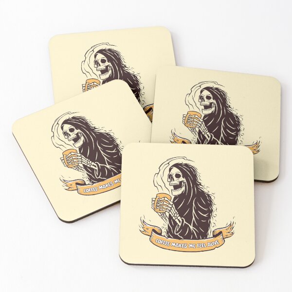 Item preview, Coffee makes me feel alive - Funny coffee skull skeleton  designed and sold by NastySquad.