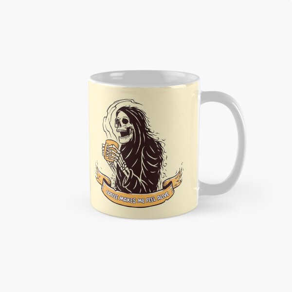 Item preview, Coffee makes me feel alive - Funny coffee skull skeleton  designed and sold by NastySquad.
