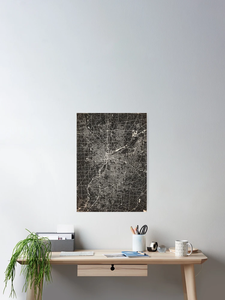 Aperçu 2 sur 3. Poster avec l'œuvre Dayton map Ohio Ink lines 2 créée et vendue par InkMaps.
