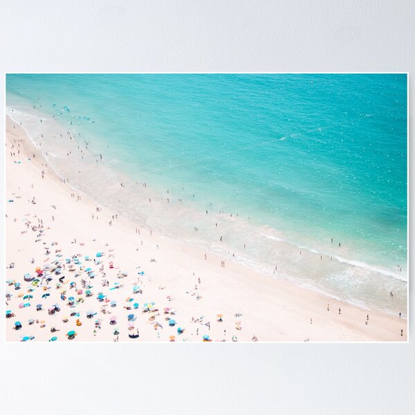 Aerial Beach Summer - Crowded Beach Sun Umbrellas - Ocean - Sea - Travel photography by Ingrid Beddoes Poster