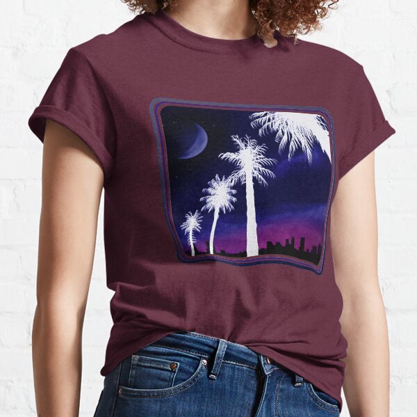 Palm trees retro moonlight illustration Classic T-Shirt