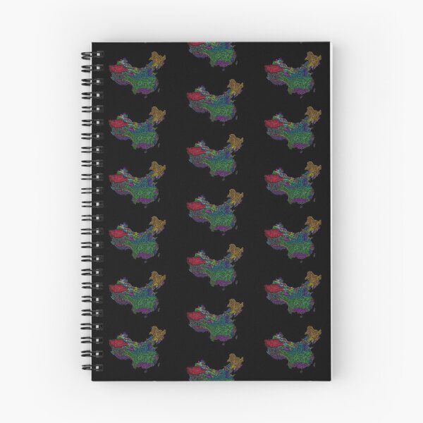 Item preview, China and Taiwan River Basin Map in Rainbow Colours with Black Background designed and sold by GrasshopperGeo.