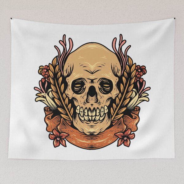Item preview, Horror Skull With Floral Banner Shirt designed and sold by YSNbr.