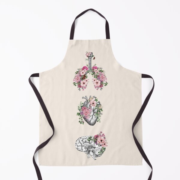 Item preview, human organs, art with floral anatomy, botany, heart, lungs and brain with flora and pink roses designed and sold by Collagedream.