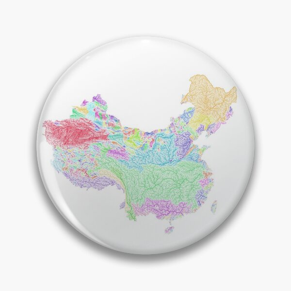 Item preview, China and Taiwan River Basin Map in Rainbow Colours with White Background designed and sold by GrasshopperGeo.