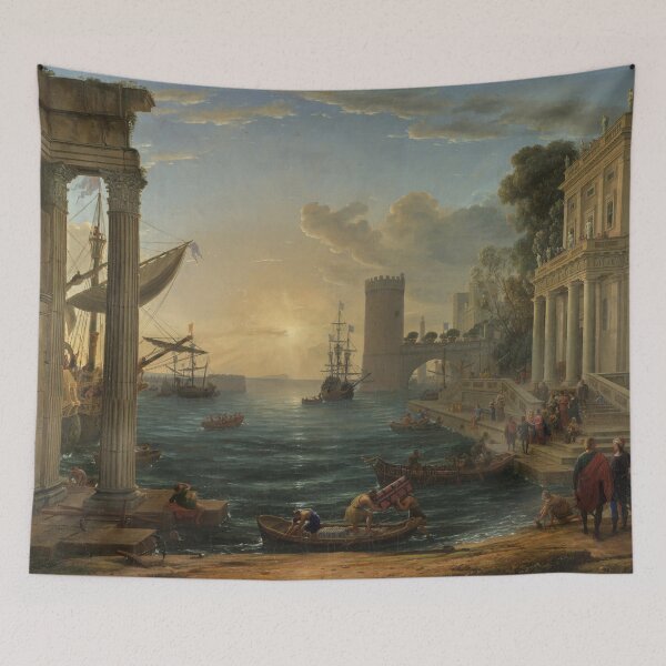 Item preview, Seaport with the Embarkation of the Queen of Sheba - Claude Lorrain designed and sold by Vintage Designs +.