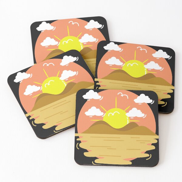 Item preview, Beach sunrise with mountains and clouds on red sky designed and sold by Strale25kv.