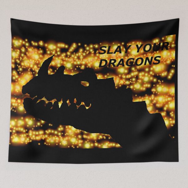 Item preview, SLAY YOUR DRAGONS OR BURN (Scary Black Dragon) designed and sold by SelfUpgrade.