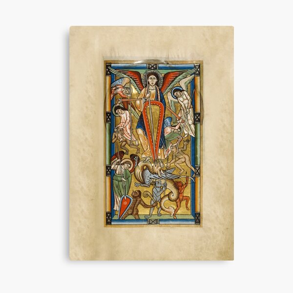 Saint Michael Battling the Dragon (1170 AD) Canvas Print