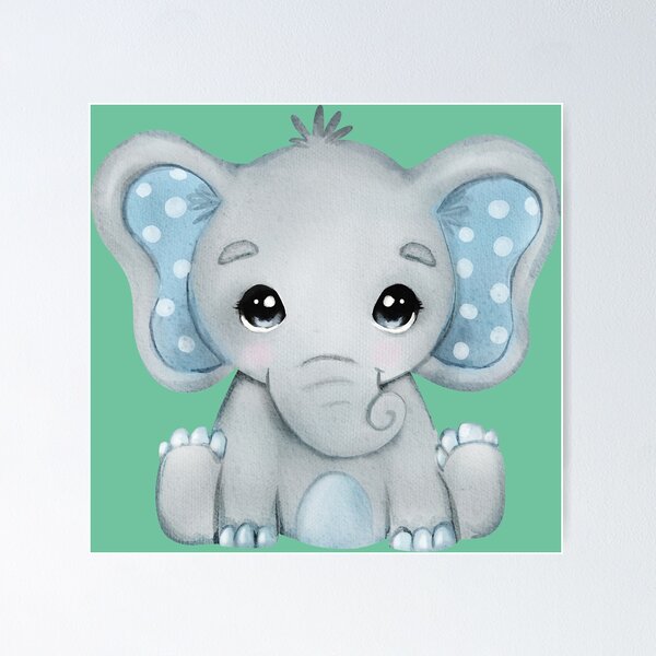 Item preview, Blue Dotty Eared Sitting Baby Elephant designed and sold by Trinket-Trickster.