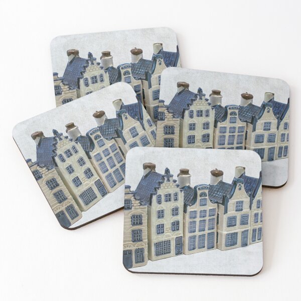 Item preview, Five Delft blue houses in a row designed and sold by Photopat.
