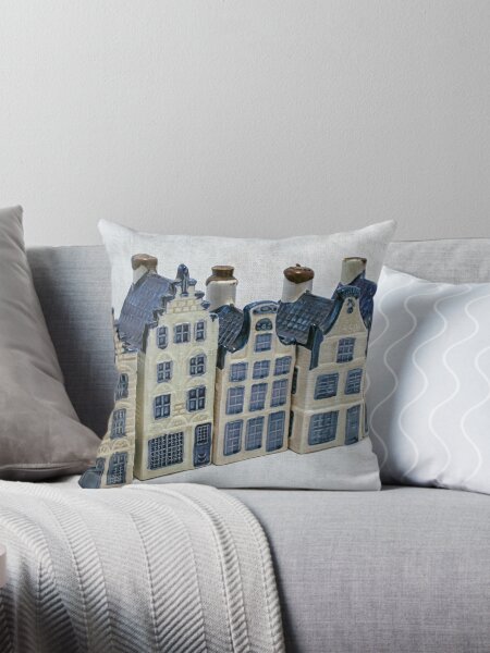 Aperçu de l'œuvre Cinq maisons bleues de Delft d'affilée créée et vendue par Photopat.