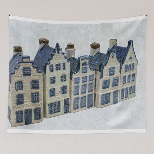 Item preview, Five Delft blue houses in a row designed and sold by Photopat.