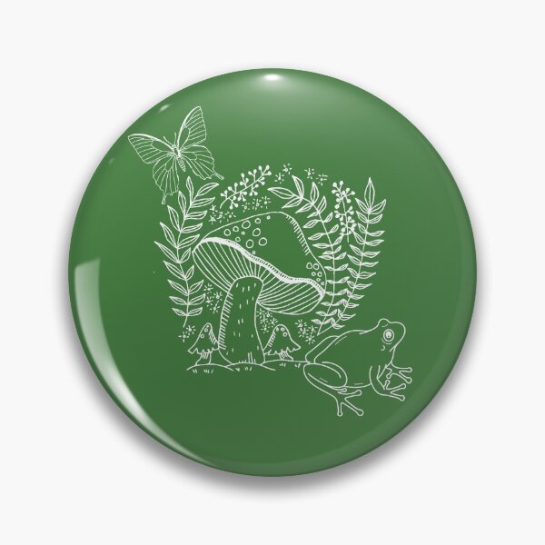 Item preview, Cottagecore mushroom frog and butterfly frogcore designed and sold by All Things Wild.
