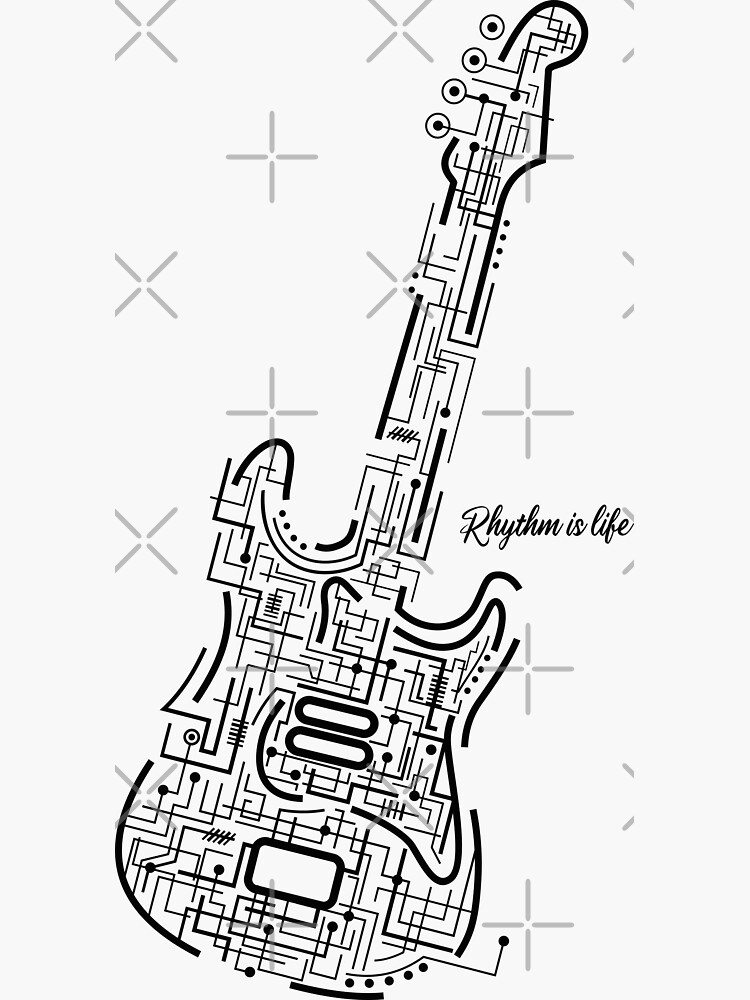 "rhythm electric guitar worship" Sticker for Sale by johndesignwaves