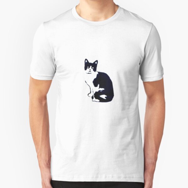 Schwarze & Weiße Katze Slim Fit T-Shirt