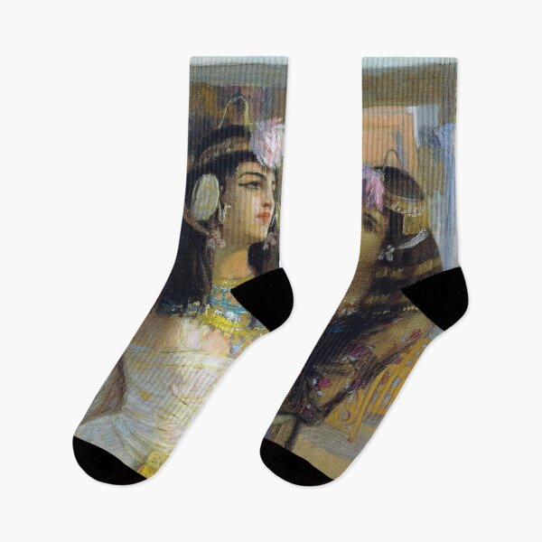 Item preview, Vintage painting of Cleopatra and attendant designed and sold by Vintage Designs +.