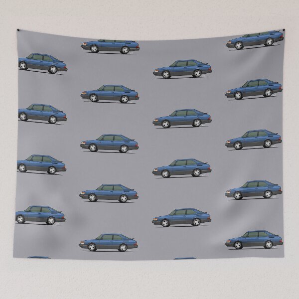 Item preview, Saab 900 Turbo single side view illustration - BLUE designed and sold by RJWautographics.