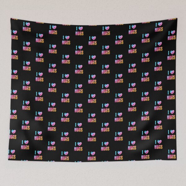Item preview, I Heart Hugs - Text design with Low Poly Triangle Pattern Overlay - Retro Outrun Vaporwave Colors designed and sold by dylanxh.