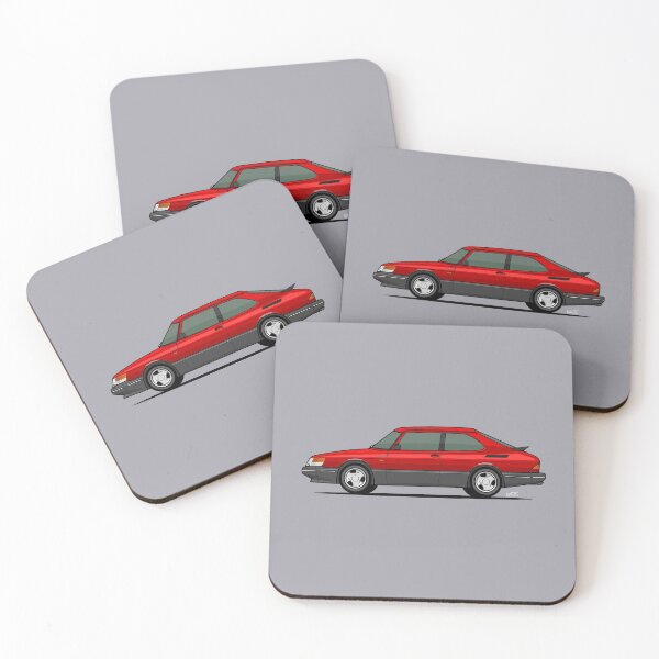 Item preview, Saab 900 Turbo single side view illustration - RED designed and sold by RJWautographics.