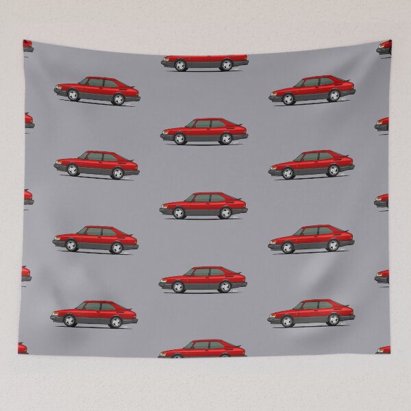 Item preview, Saab 900 Turbo single side view illustration - RED designed and sold by RJWautographics.