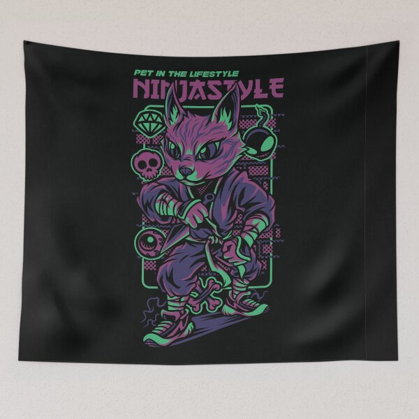 Item preview, Ninja Style Savannah Cat Illustration designed and sold by Peekonet.
