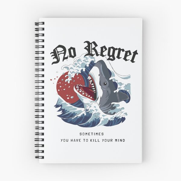 Item preview, No Regret Slogan with Shark Ocean Wave Illustration designed and sold by Peekonet.