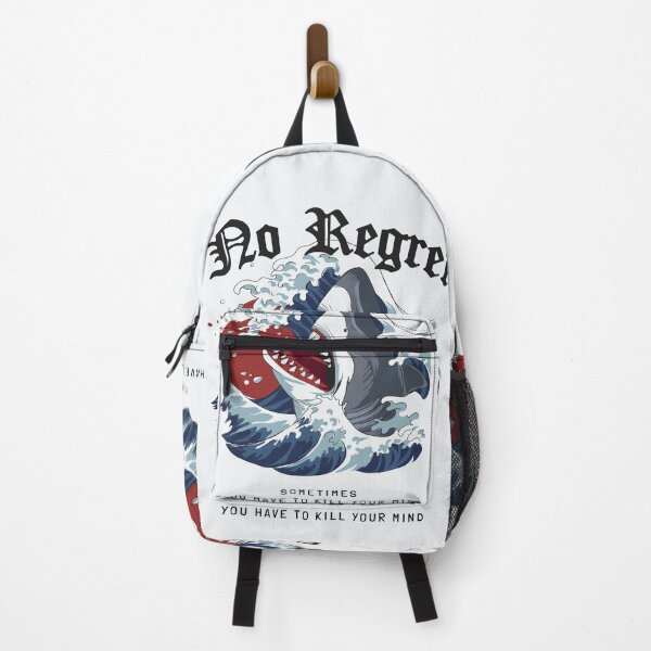 Item preview, No Regret Slogan with Shark Ocean Wave Illustration designed and sold by Peekonet.