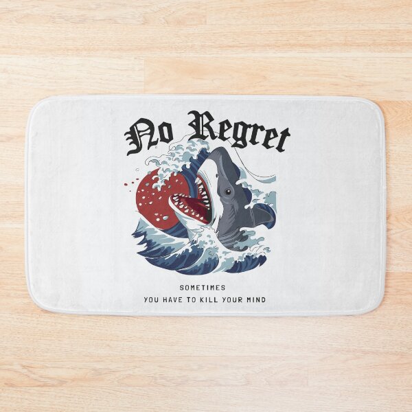 Item preview, No Regret Slogan with Shark Ocean Wave Illustration designed and sold by Peekonet.