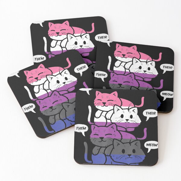 Item preview, They Their Them Meow Cats Pronouns LGBTQ Genderfluid Flag designed and sold by DeanLee.