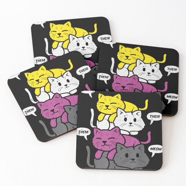 Item preview, They Their Them Meow Cats Pronouns LGBTQ Non-Binary Flag designed and sold by DeanLee.