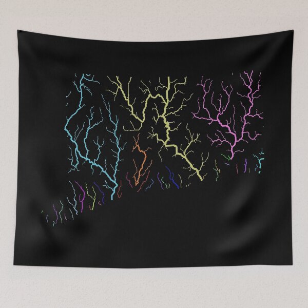 Item preview, Connecticut River Basin Map in Rainbow Colours with Black Background designed and sold by GrasshopperGeo.