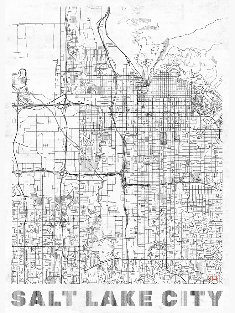 Salt Lake City Map Line by HubertRoguski